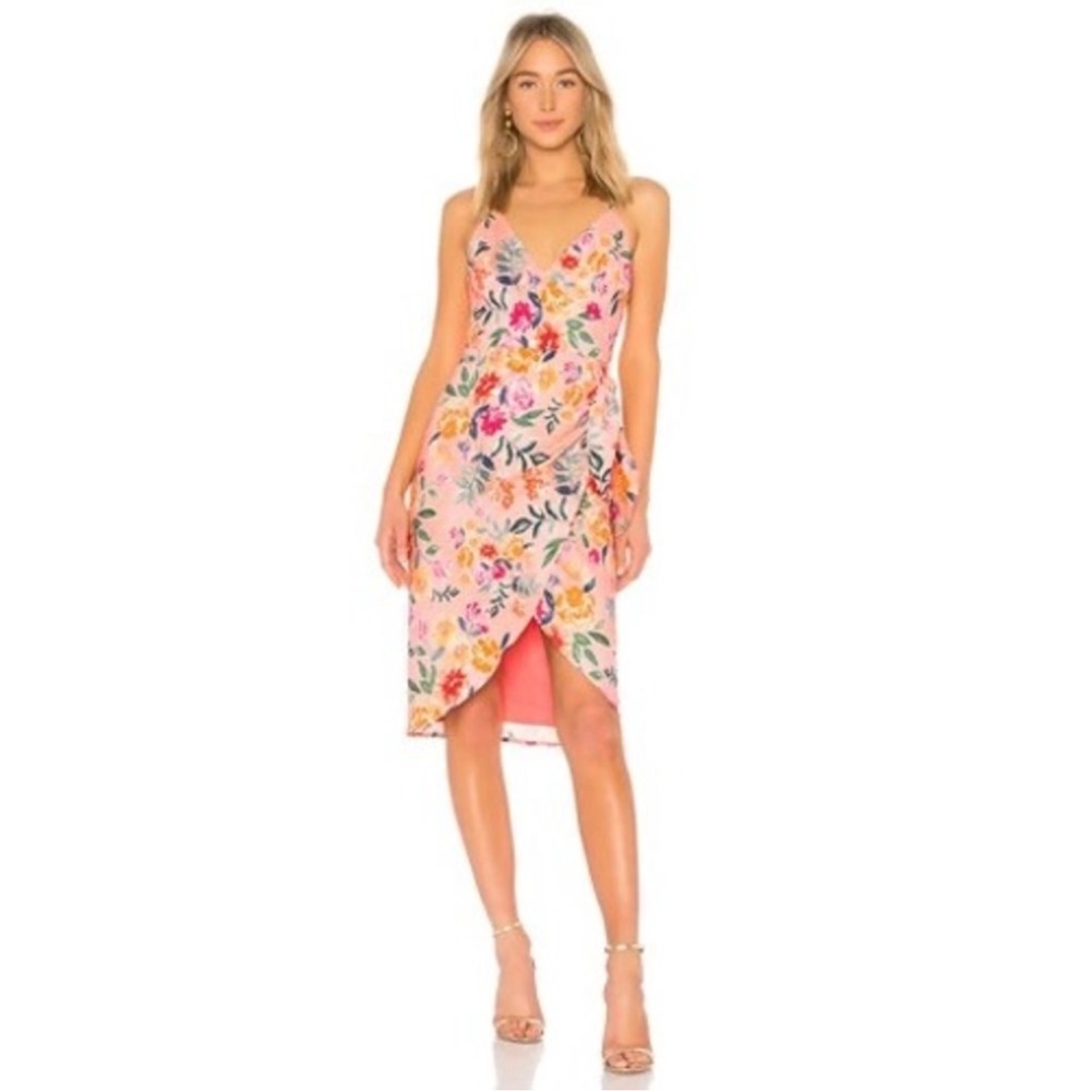 Lovers + Friends Asymmetrical Floral Dress in Pink and Orange